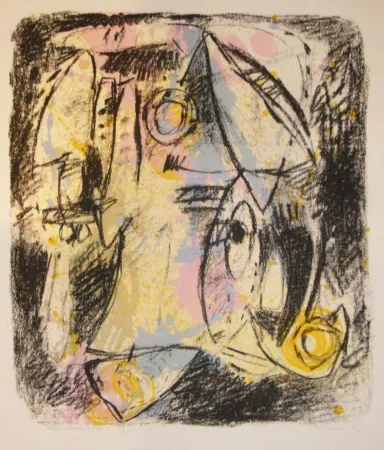 Литография Bitran - Rose et bleu d'été