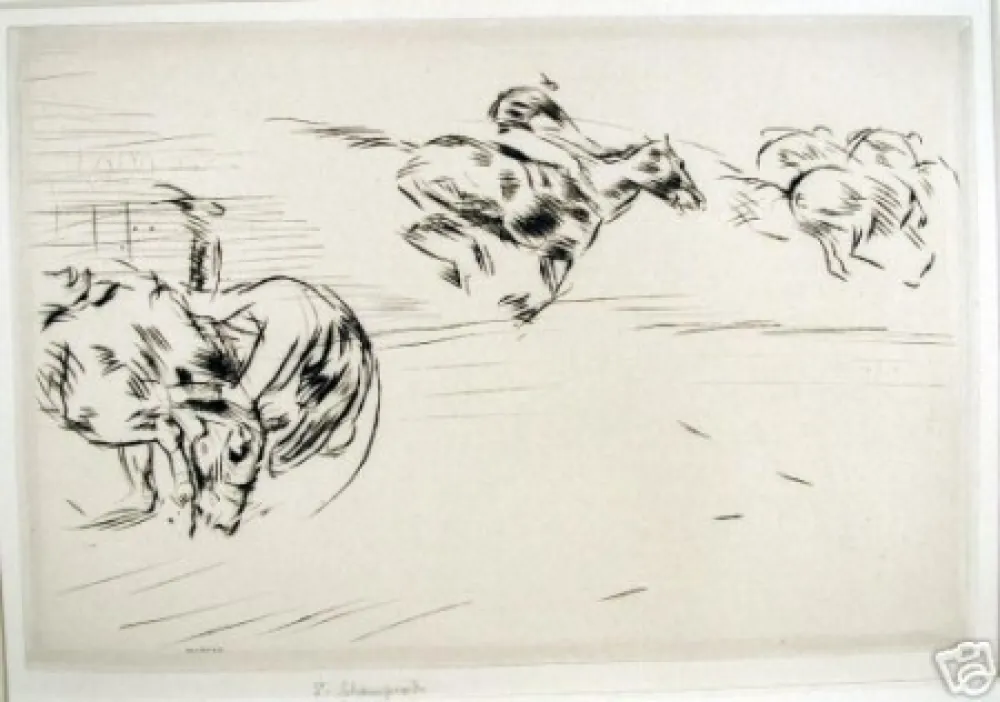 Гравюра Сухой Иглой Blampied - The tumble