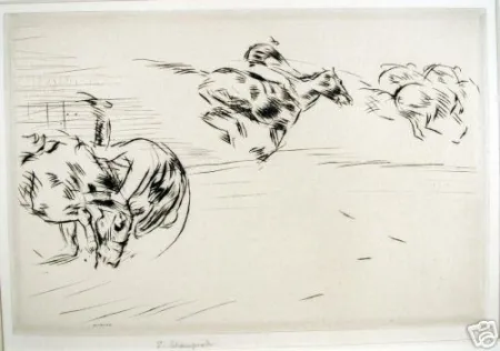 Гравюра Сухой Иглой Blampied - The tumble