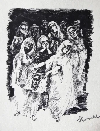 Гравюра Bonabel - Louis-Ferdinand Céline / Lucette Almansor - Gravure Originale - Répétion ballet en costume