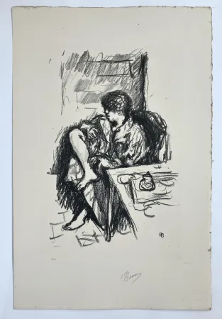 Литография Bonnard - Femme assise faisant sa toilette. 1925.