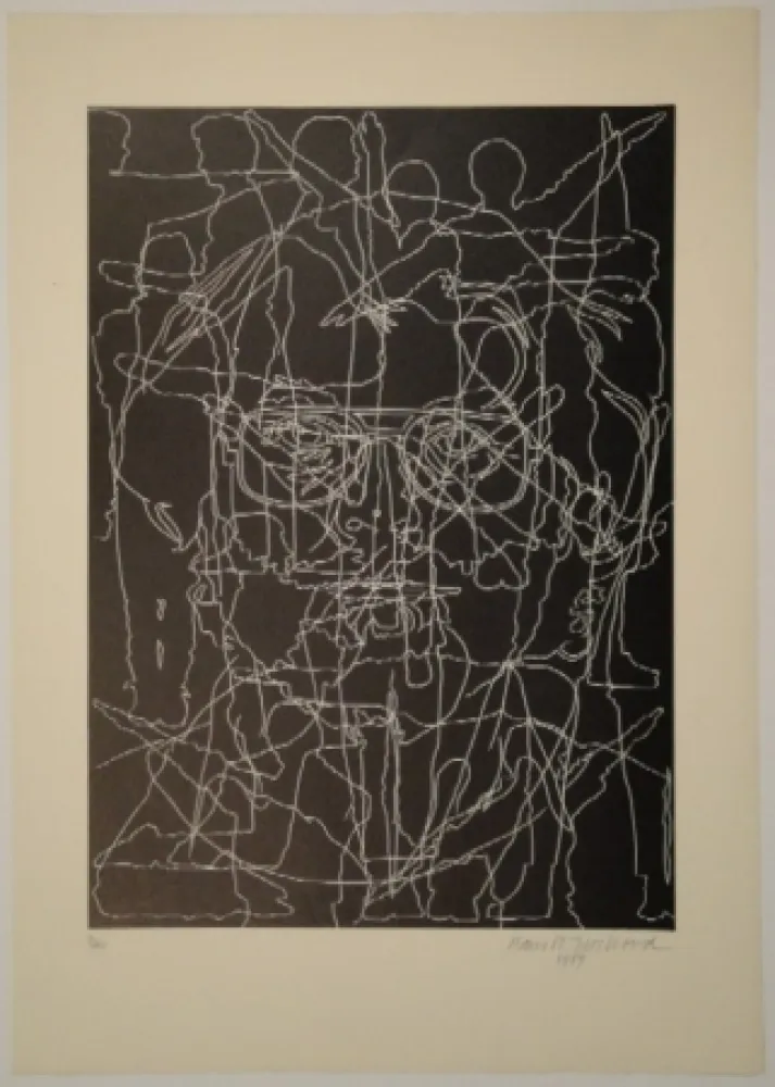 Линогравюра Bosshard - Selbstbildnis mit Schülern