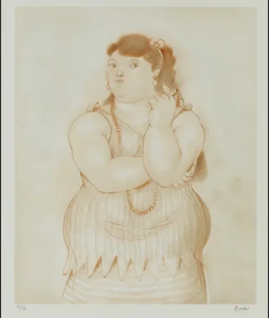 Литография Botero - Mujer fumando