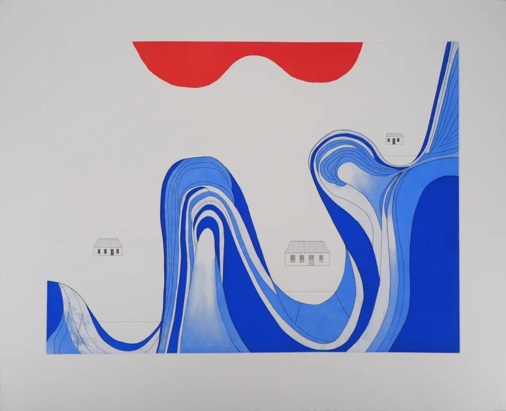 Гравюра Bourgeois - Paysage au lac