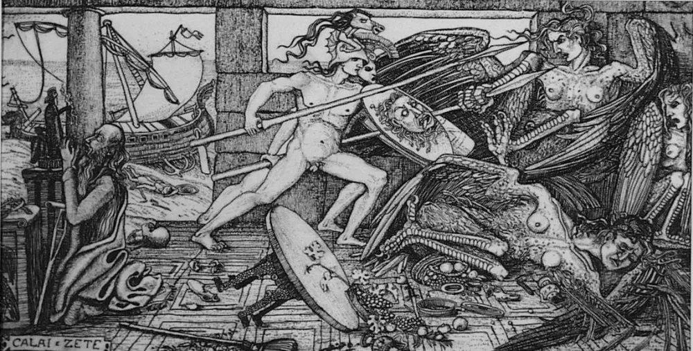 Офорт Bozzetti - Calai e Zete. 4 versione