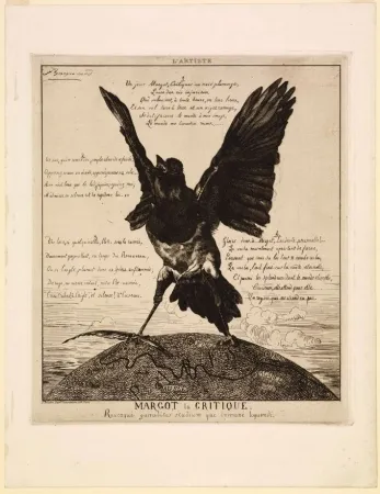 Гравюра Bracquemond - Margot la critique / Une pie