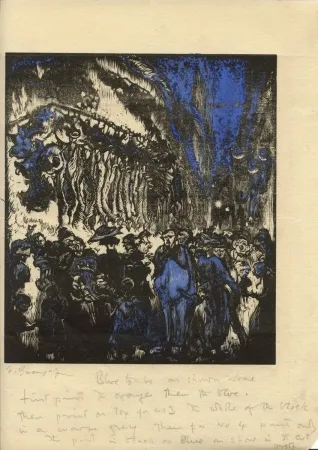 Гравюра На Дереве Brangwyn   - Street Scene
