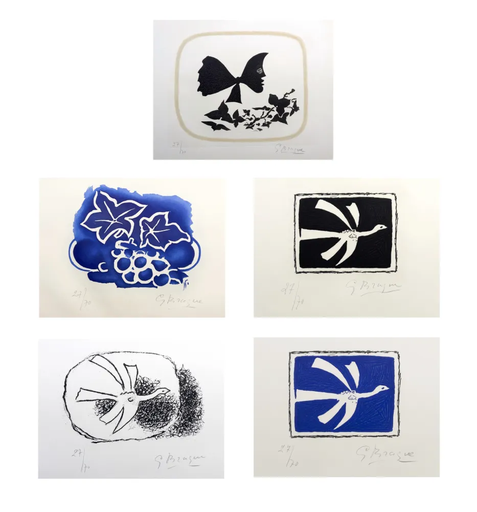 Офорт И Аквитанта Braque - AOÛT. Suite complète signée des gravures + 1 gravure inédite (Louis Broder, 1958)