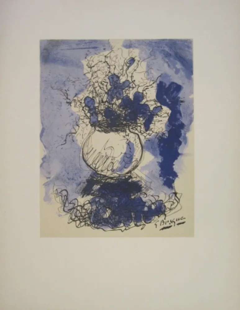 Литография Braque - Bouquet de fleurs à l’aquarelle