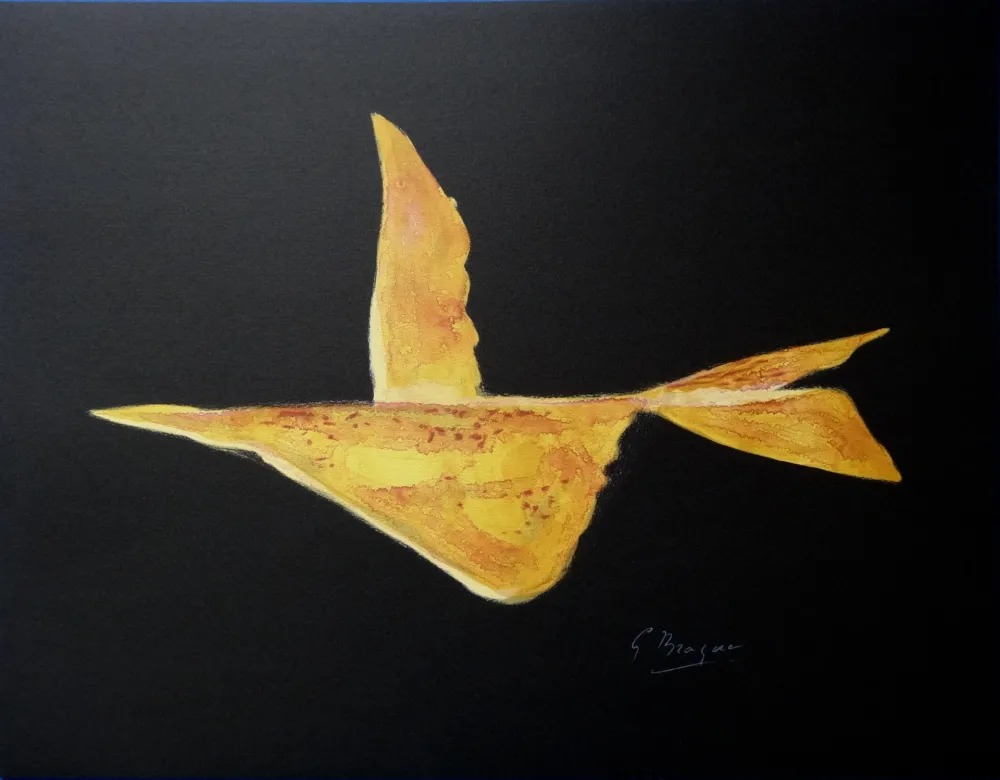 Литография Braque - Composition dorée