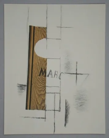 Трафарет Braque - La bouteille de Marc - Papier collé, 1913