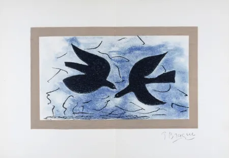 Литография Braque - Les deux Oiseaux, 1966