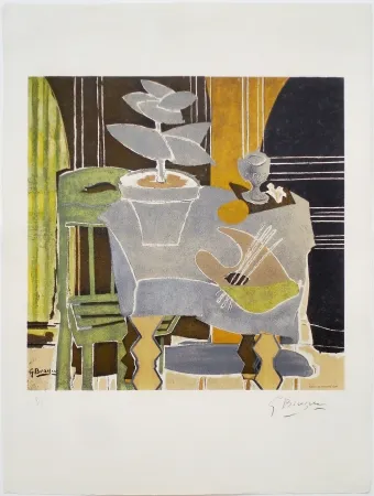 Литография Braque - Nature morte à la palette