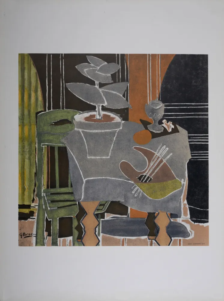 Литография Braque - Nature morte à la palette, 1960