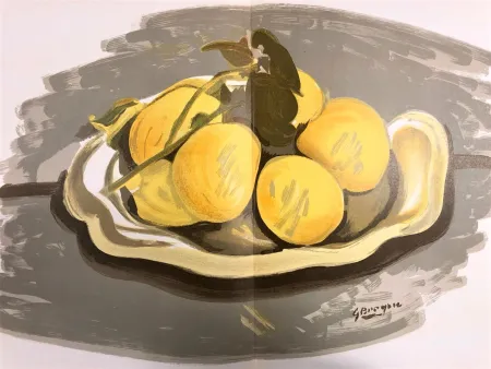 Литография Braque - Nature morte au citrons