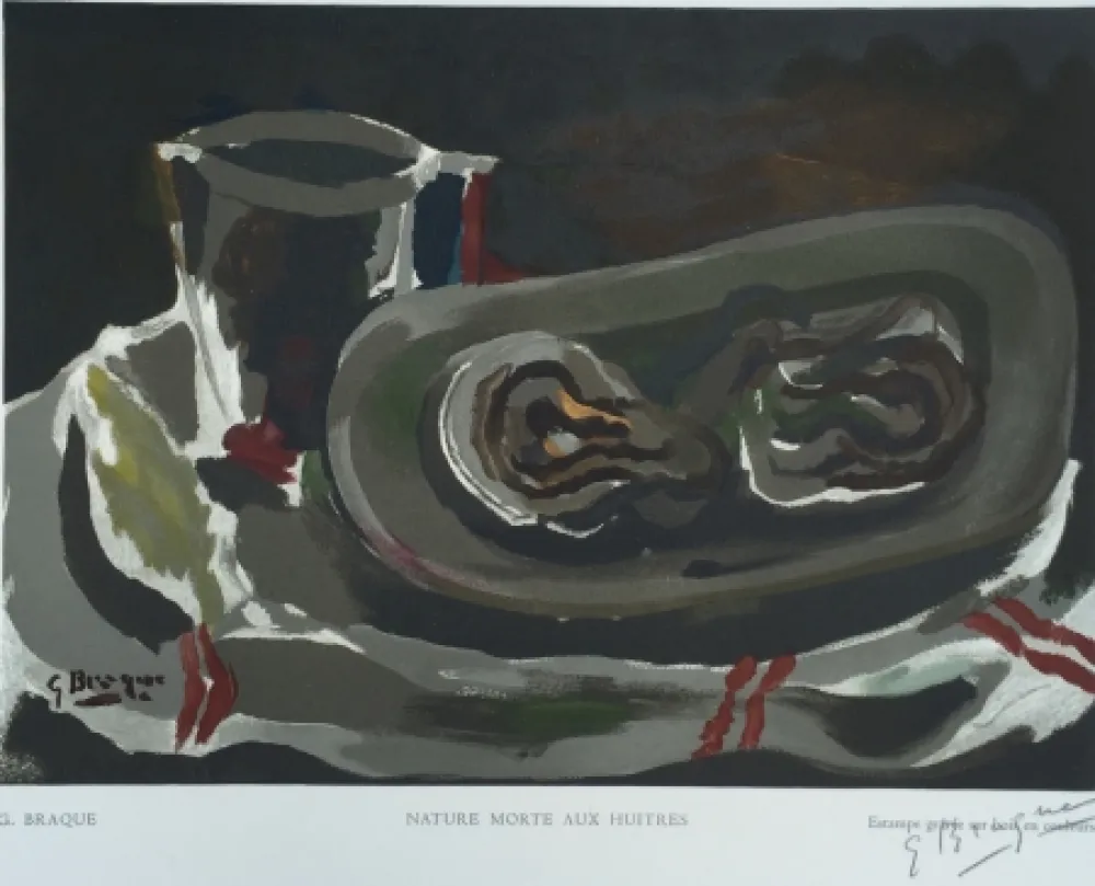 Гравюра На Дереве Braque - Nature Morte aux Huitres