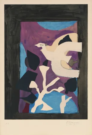 Литография Braque - Oiseau et Lotus