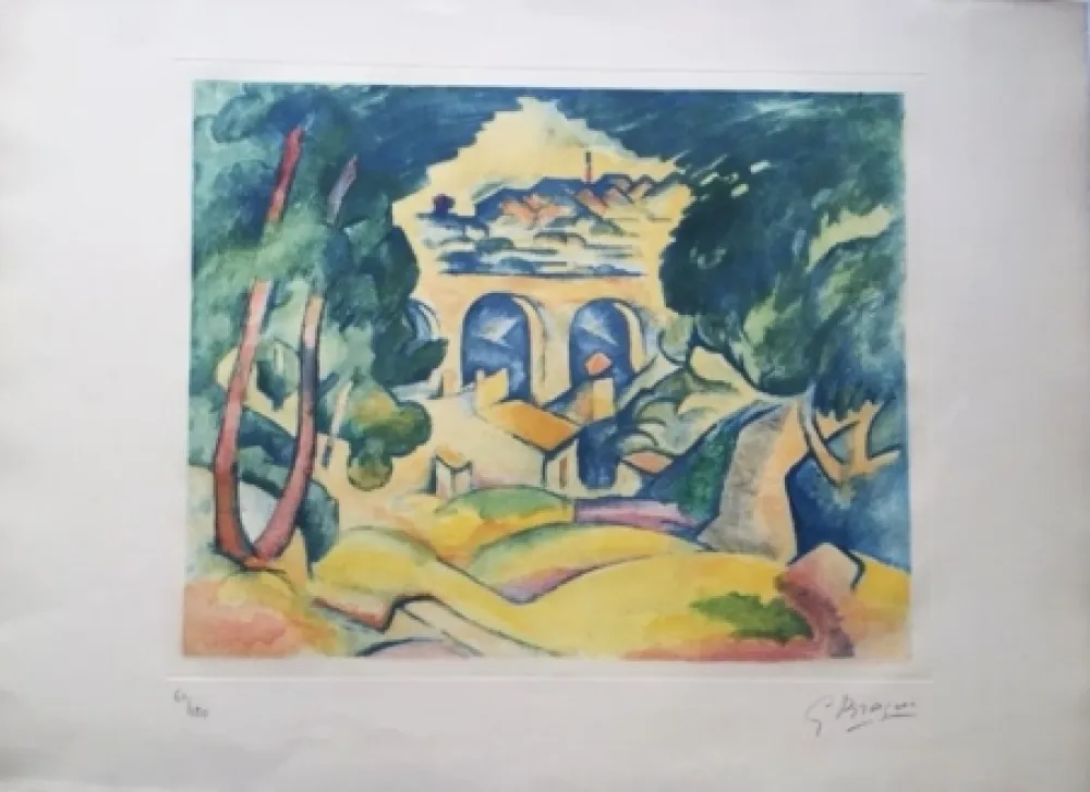 Акватинта Braque - Paysage à l'Estaque (Le Viaduc de l'Estaque)