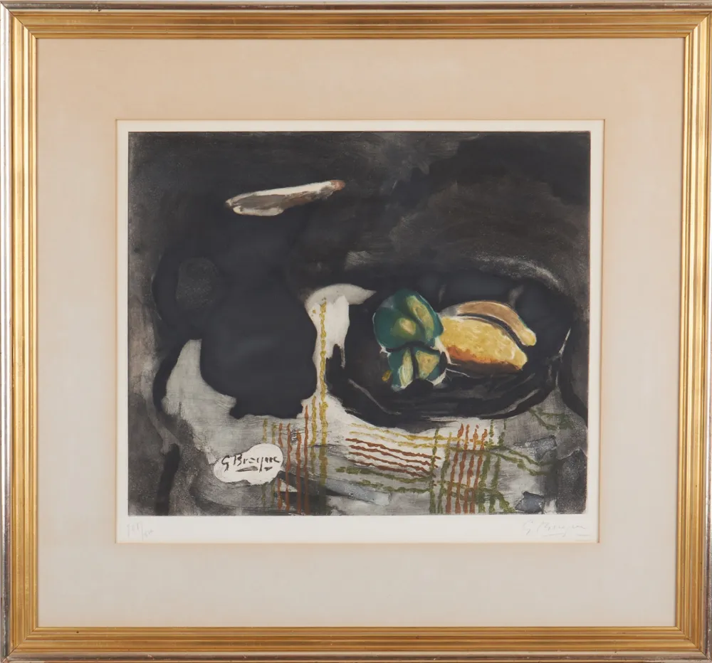 Офорт И Аквитанта Braque - Pichet noir et citrons 