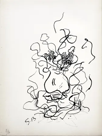 Литография Braque - VASE ET FLEURS - Bouquet de fleurs (1952)