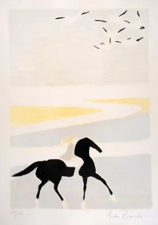 Литография Brasilier - Cavalière sur la Plage - Rider on the Beach