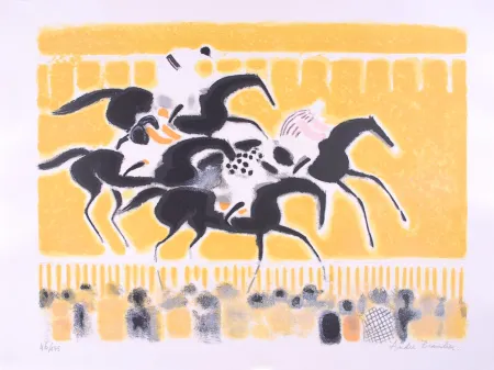 Литография Brasilier - Courses à Auteuil - Racing at Auteuil