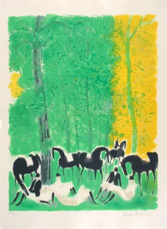 Литография Brasilier - Le Repos des Cavaliers - The Horsemen's Rest