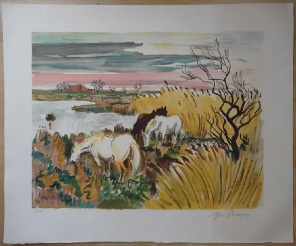 Литография Brayer - Chevaux en Camargue