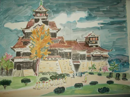 Литография Brayer - Le chateau de Kumamoto