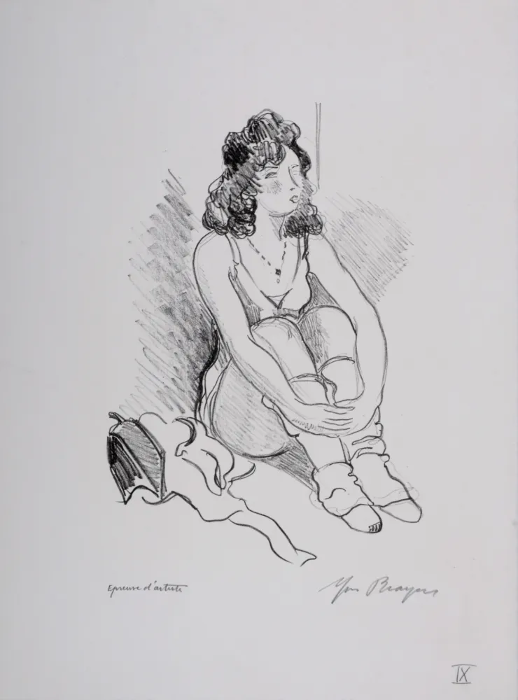 Литография Brayer - Zizi Jeanmaire assise #IX, 1949 - Hand-signed