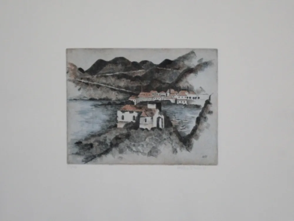 Офорт И Аквитанта Breiter - Häuser am Hafen / Houses in the Harbor