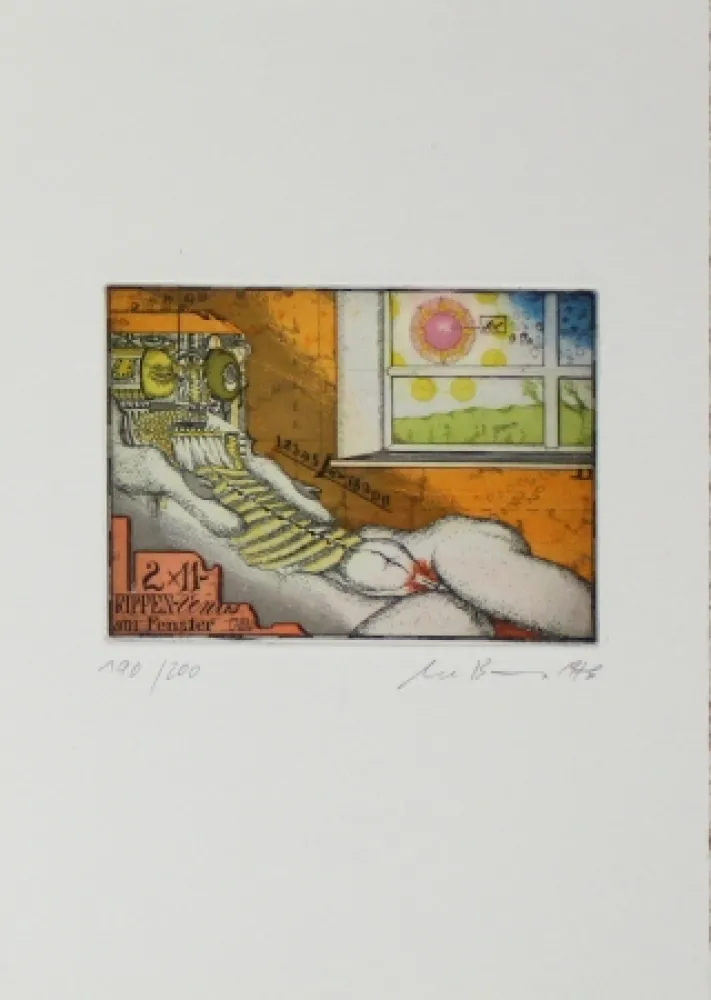 Офорт И Аквитанта Bremer - Rippenvenus am Fenster