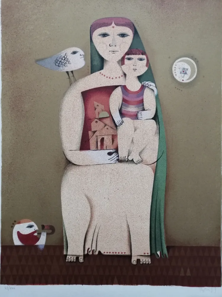 Литография Briss - Femme et enfant