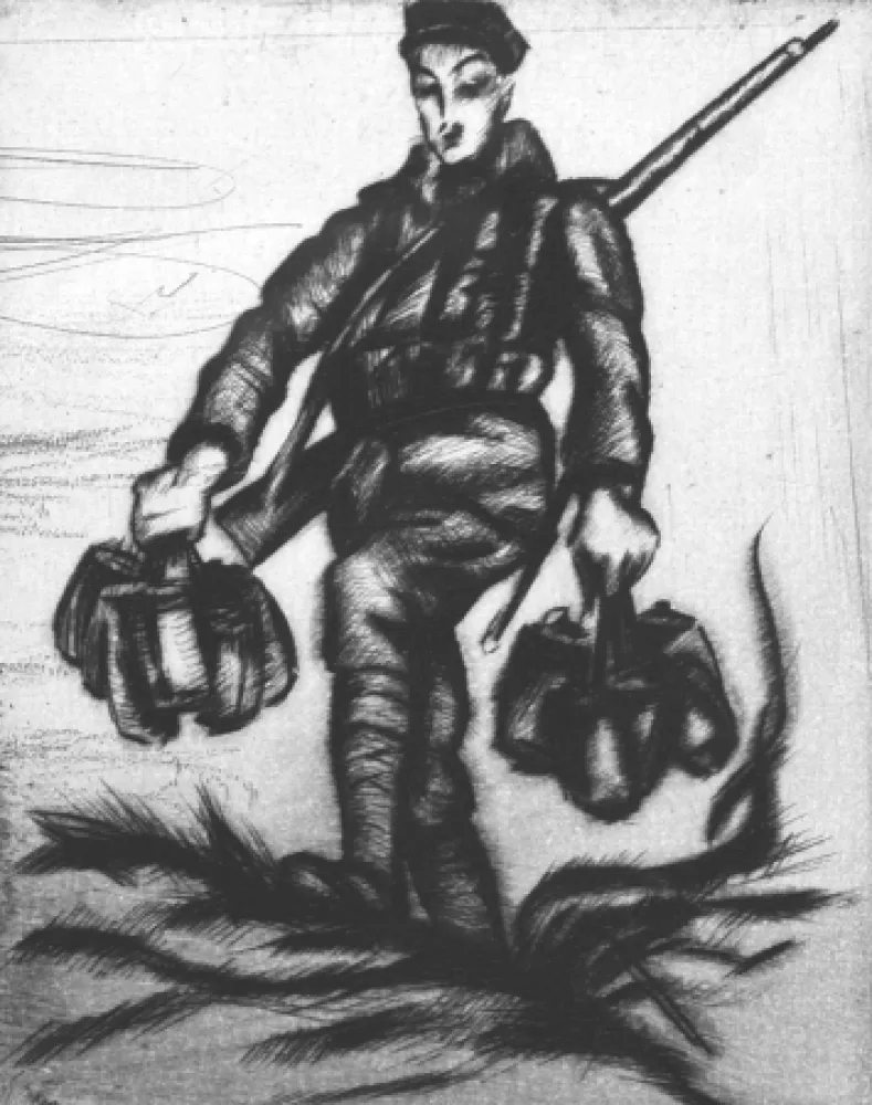 Гравюра Сухой Иглой Bucci - Corvée dell'acqua