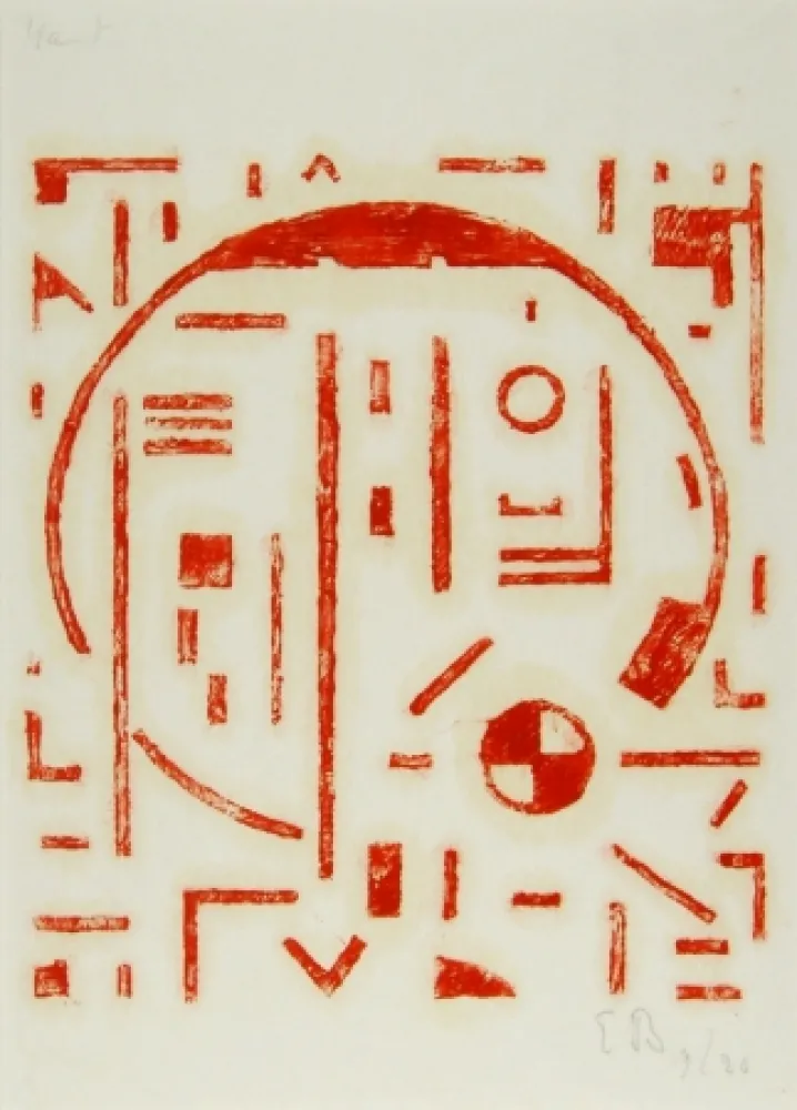 Гравюра На Дереве Buchholz - Großer Kreis mit kleinem Kreis rot (Big cercle with small cercle red)