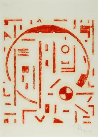 Гравюра На Дереве Buchholz - Großer Kreis mit kleinem Kreis rot (Big cercle with small cercle red)