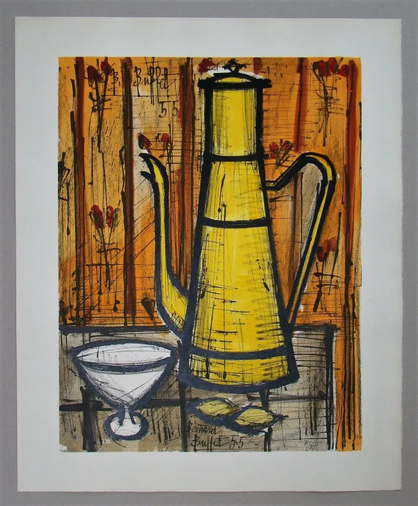 Литография Buffet - Cafetière jaune, 1955