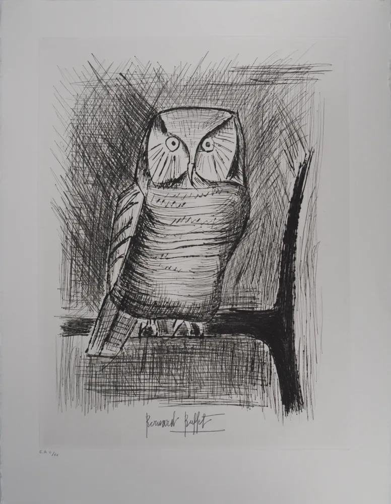 Гравюра Buffet - Chouette épervière,