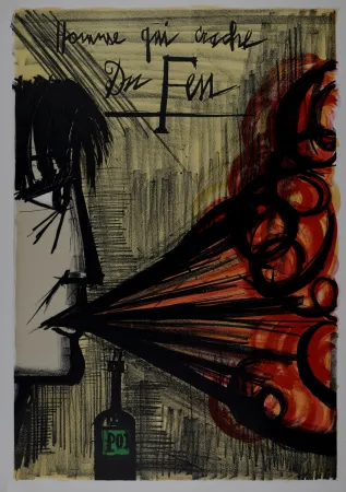 Литография Buffet - Homme qui crache du feu, 1968