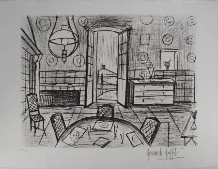 Гравюра Buffet - La Baume, la salle à manger