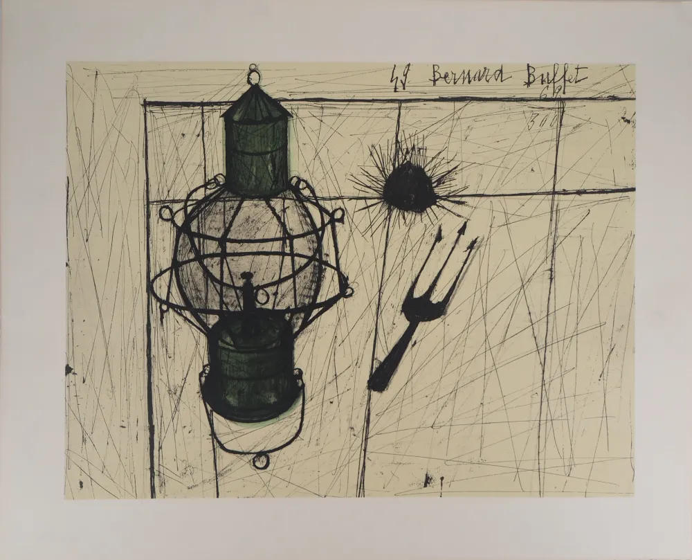 Литография Buffet - La lampe tempête