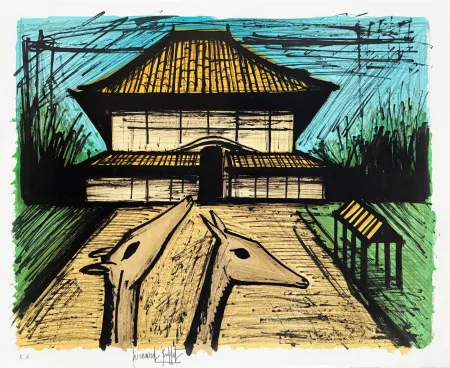 Литография Buffet - Le cerf à Nara – Sorlier