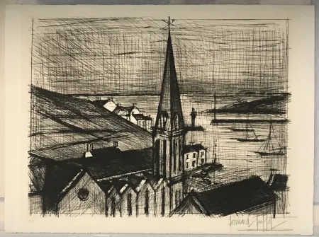 Гравюра Сухой Иглой Buffet - Le Clocher de Sauzon