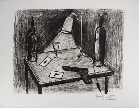 Гравюра Buffet - Le jeu de cartes, le pistolet