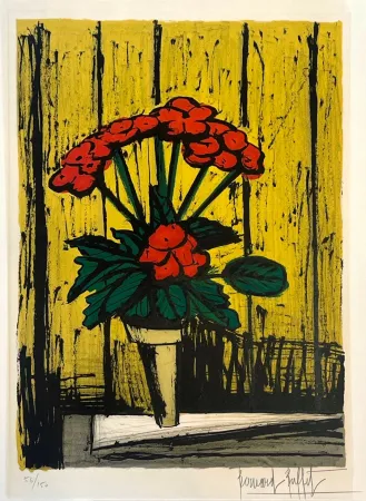 Литография Buffet - Le pot de bégonias 