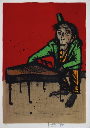 Литография Buffet - Le singe musicien, 1968 - Hand-signed!
