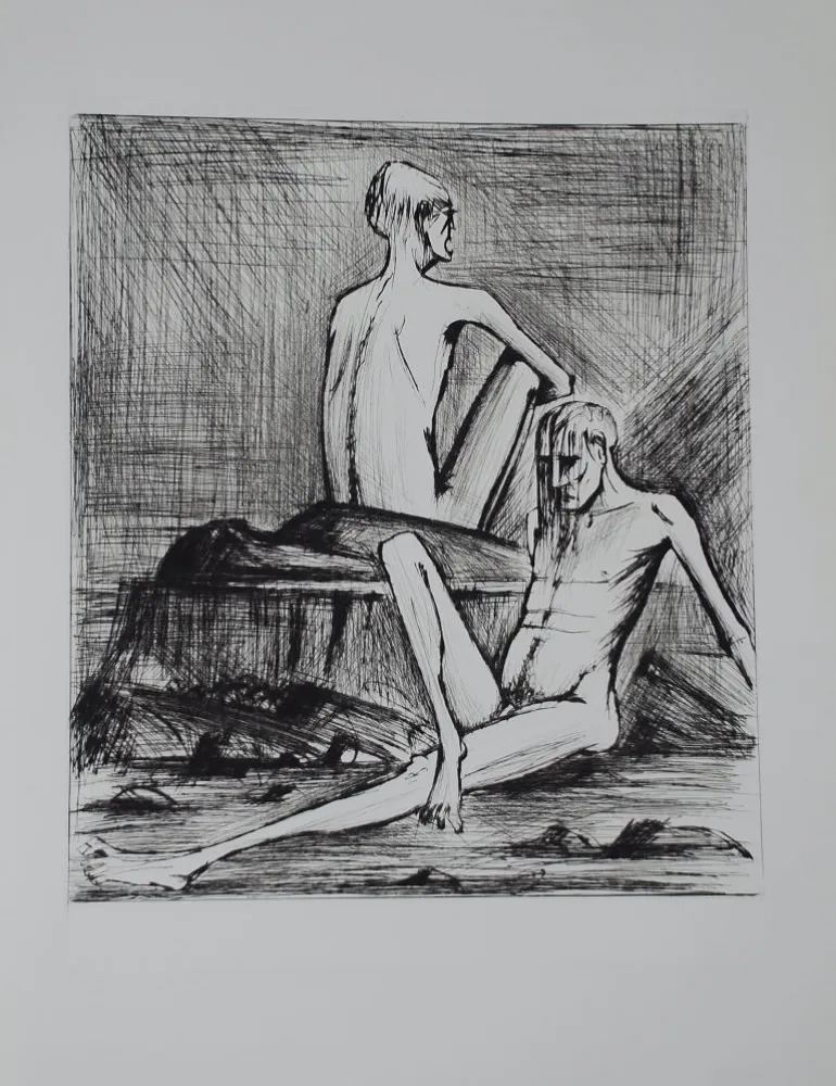 Гравюра Сухой Иглой Buffet - L'enfer de Dante / Deux Damnés