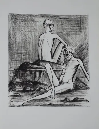 Гравюра Сухой Иглой Buffet - L'enfer de Dante / Deux Damnés