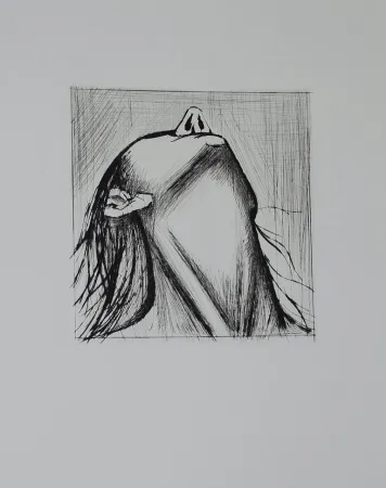 Гравюра Сухой Иглой Buffet - L'enfer de Dante / Tête renversée