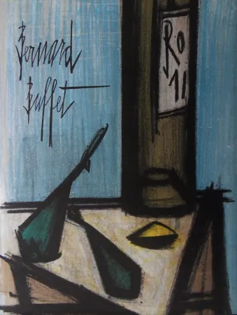 Литография Buffet - Nature morte à la bouteille